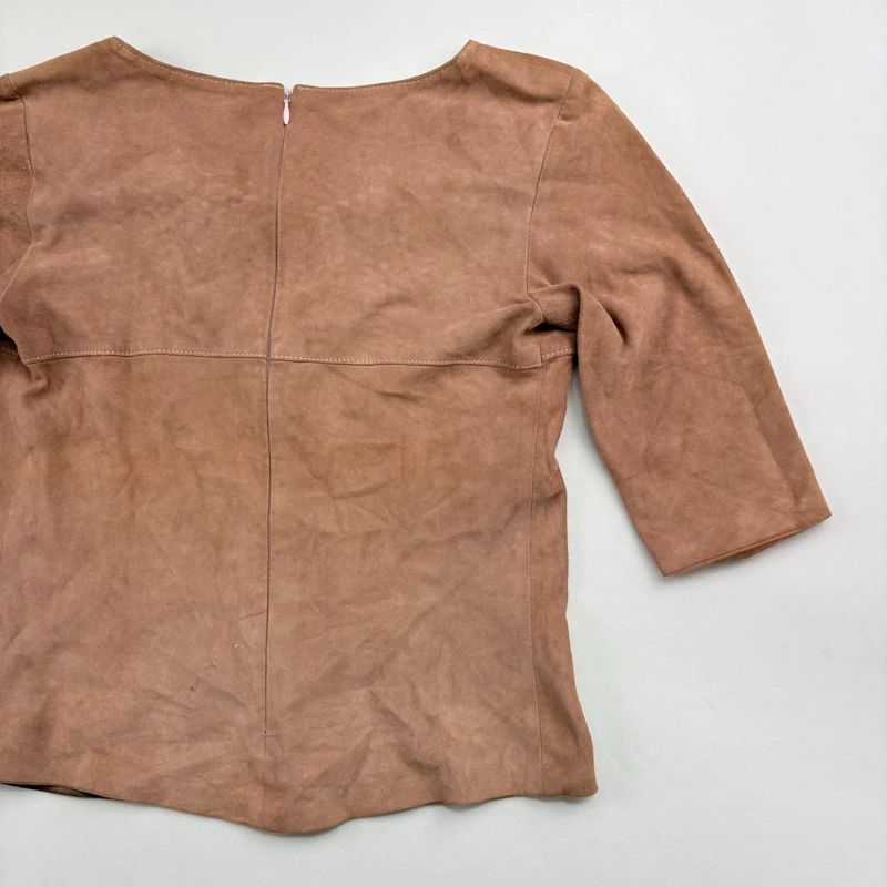 Boat neck Suede Fitted Top