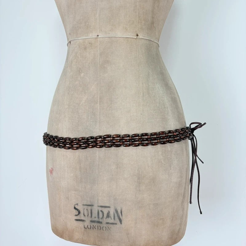 Brown beaded waist chain belt