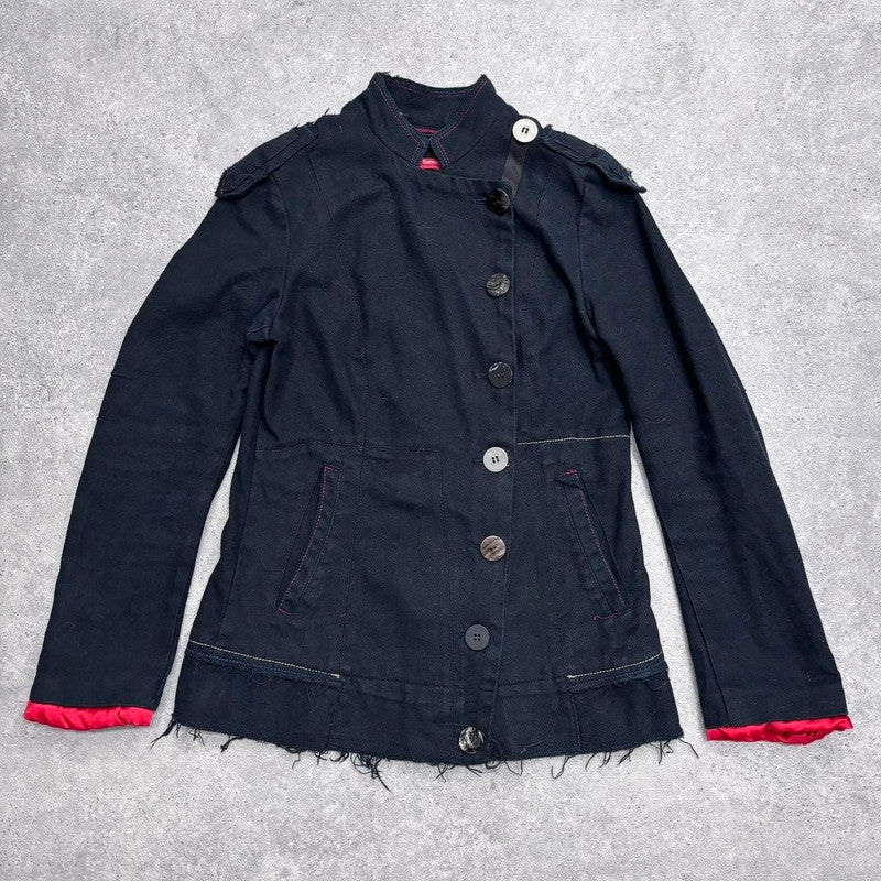 asymmetric archival button grunge blazer