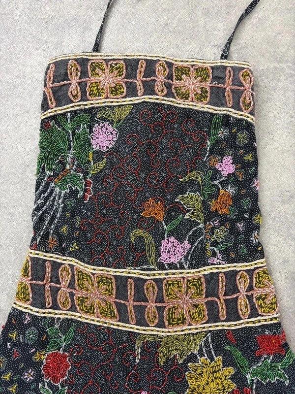 beaded hippy boho floral embellished midi dress