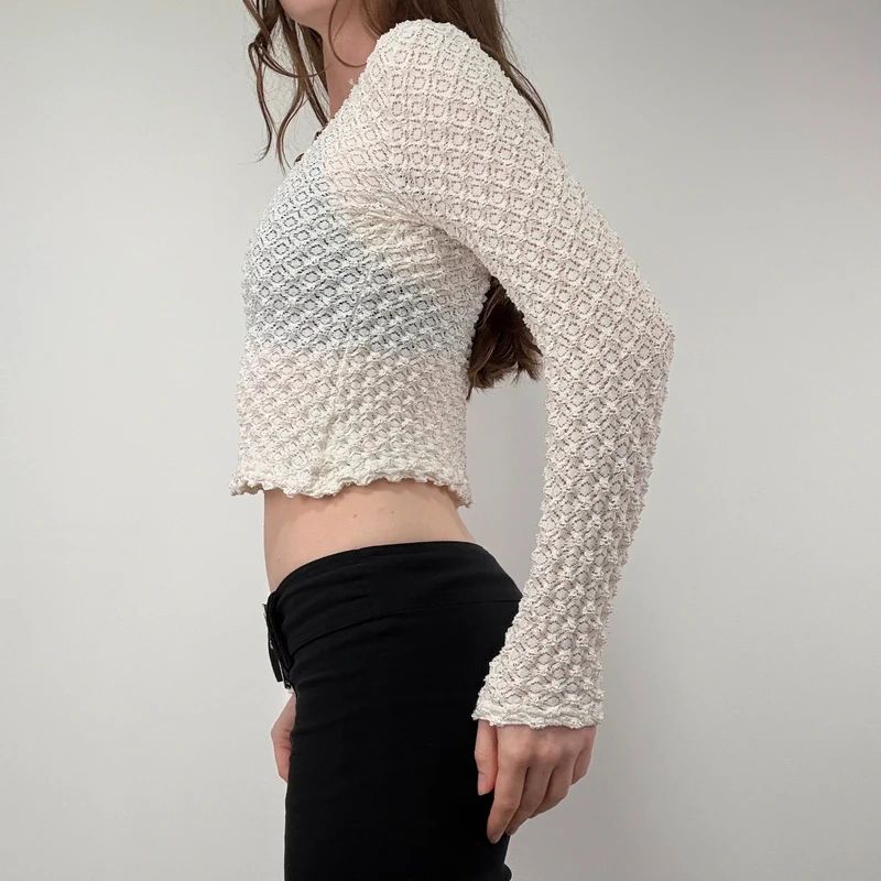 Lace Textured Ruffle Top