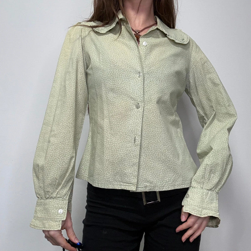 Laura Ashley green floral puff shirt