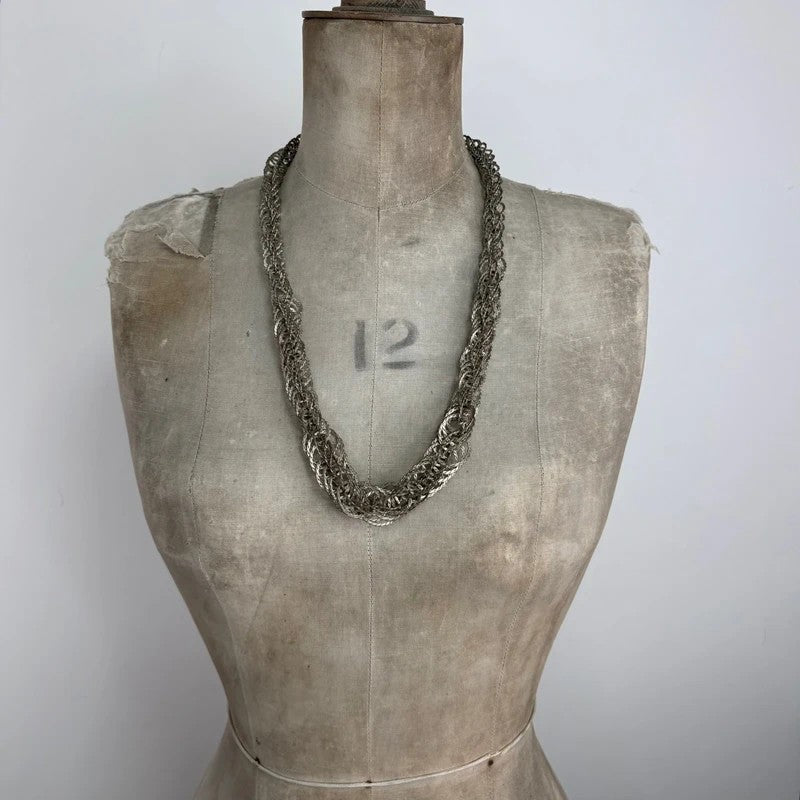 Chunky metal layered chain necklace