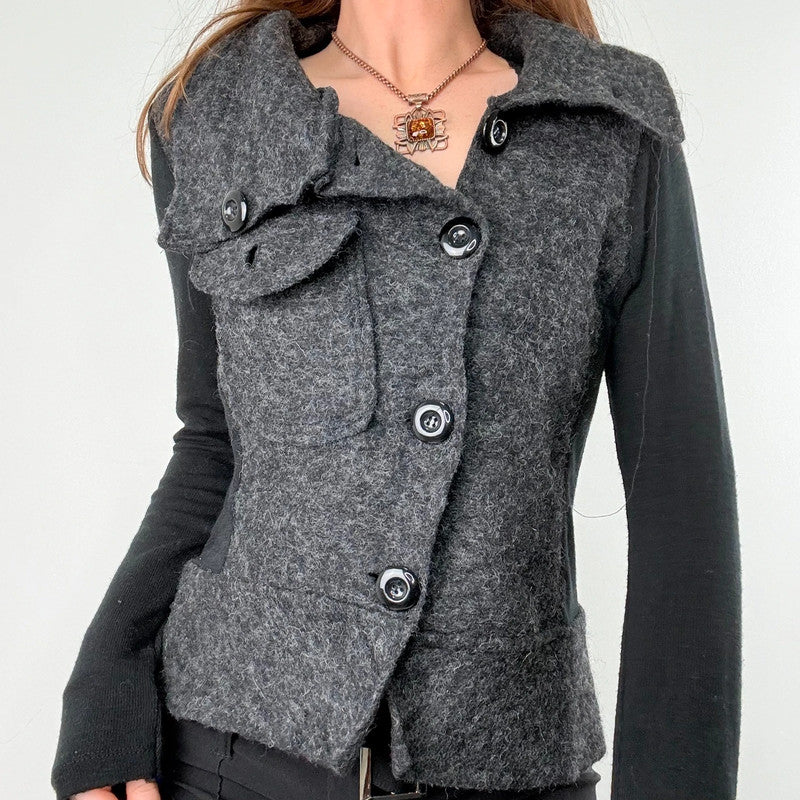 asymmetric wool high neck slouchy jacket