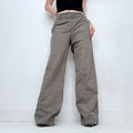 grey wide leg checked tartan trousers
