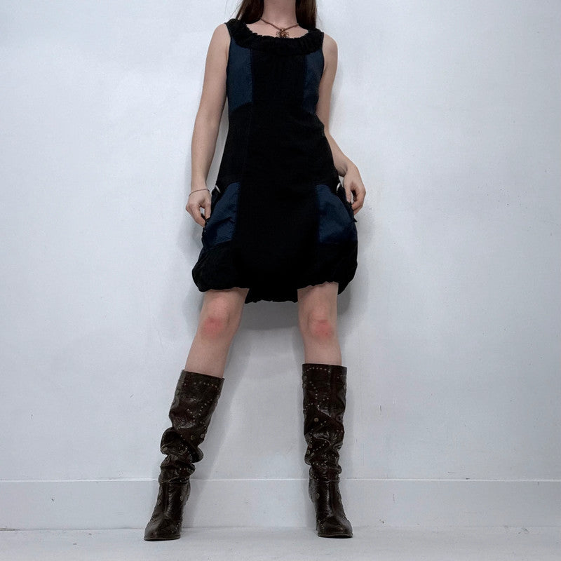 structured puff navy and black