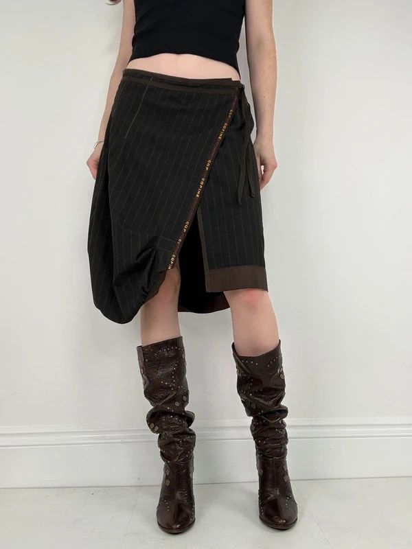 Cop Copine asymmetric puff midi skirt