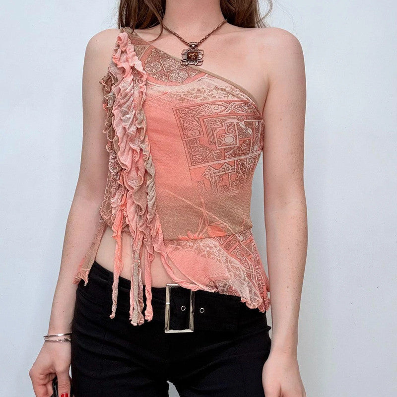asymmetric pink flutter vest