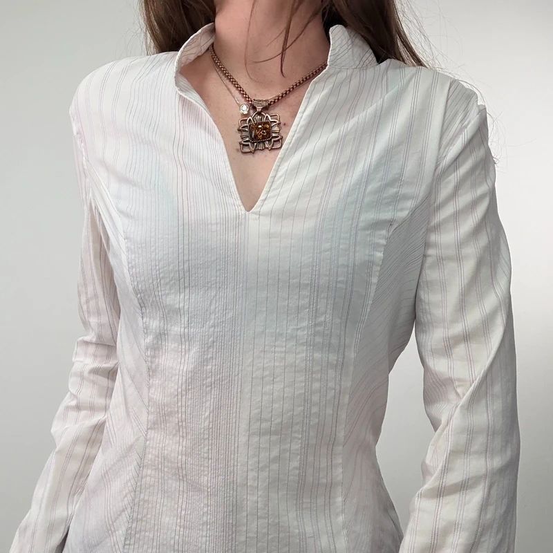 pinstripe white fitted shirt