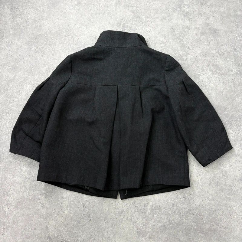 Grey structured boxy high neck jacket