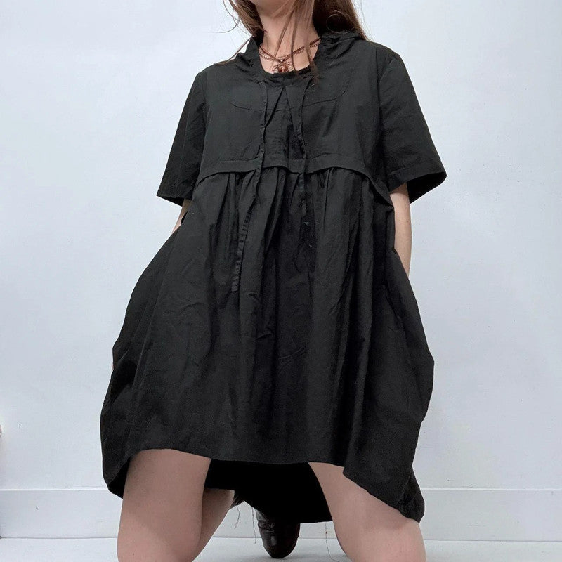 black puff balloon mini dress