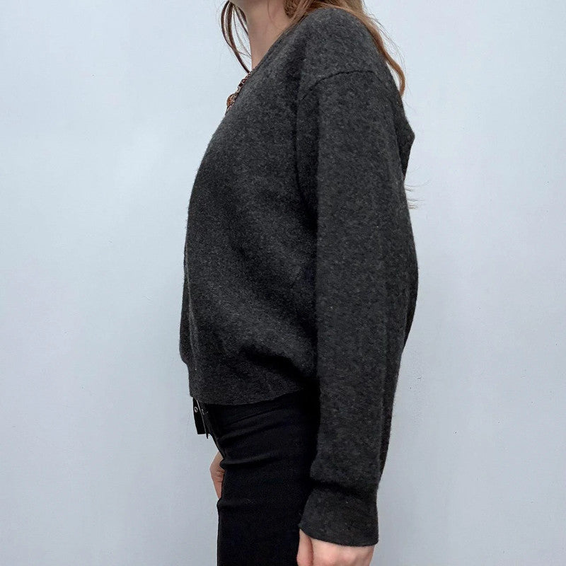 grey slouchy wool knitted jumper