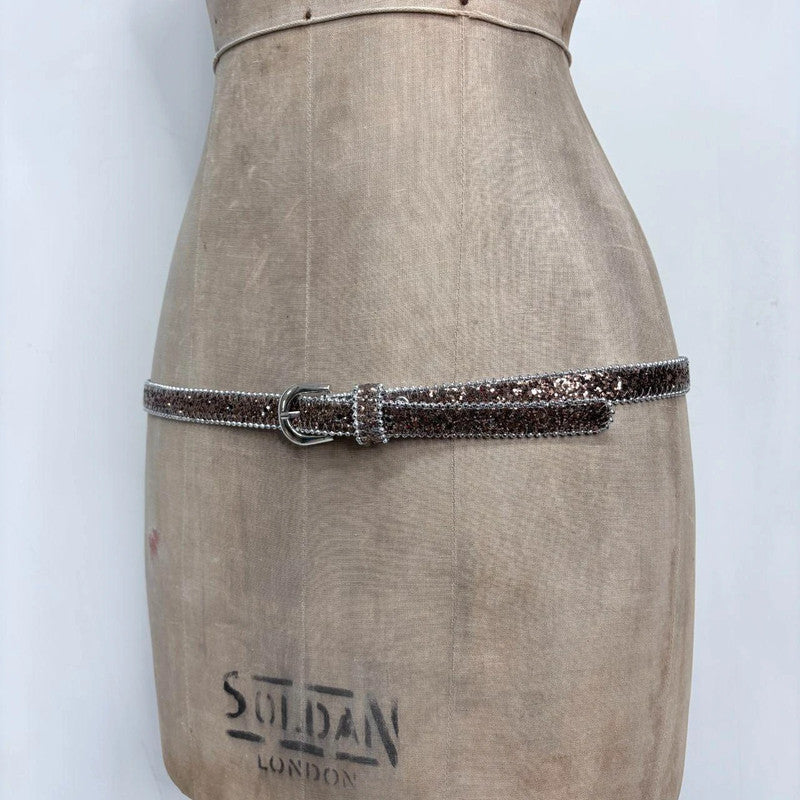 thin silver giltter belt