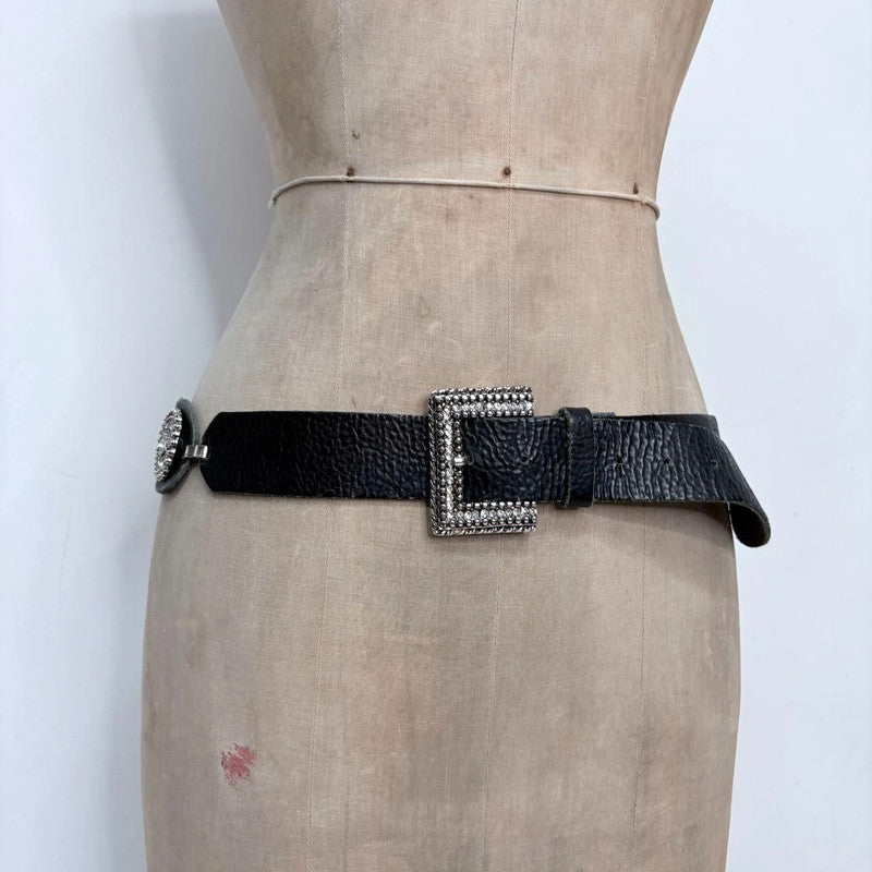 black leather western belt