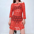 orange crochet summer beach dress