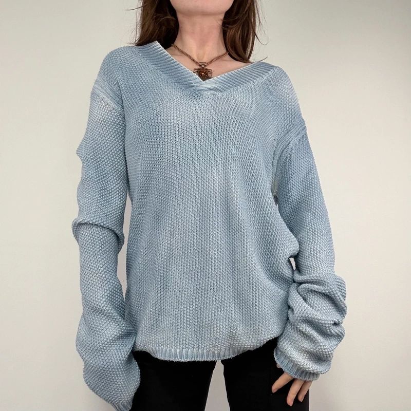 distressed chunky knit slouchy jumper