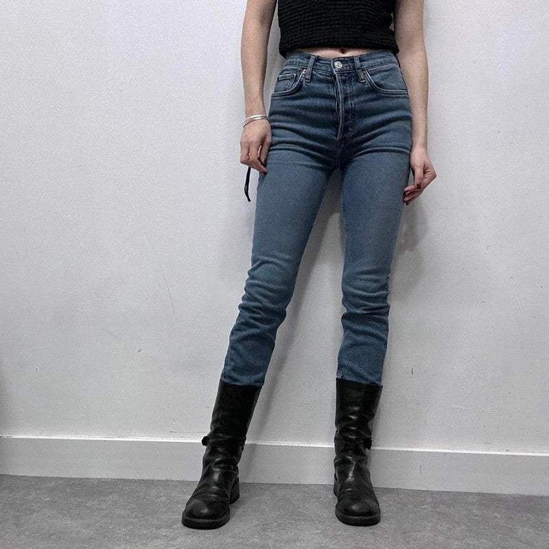 redone denim skinny-leg jeans