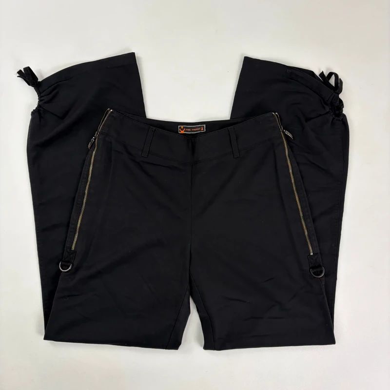 Cop Copine zip leg wide leg black trousers