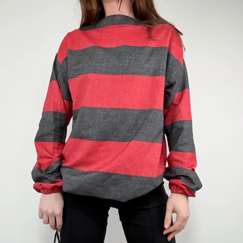 oversized striped cotton chore shirt