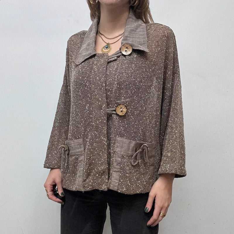 sheer slouchy archival boho knit jacket
