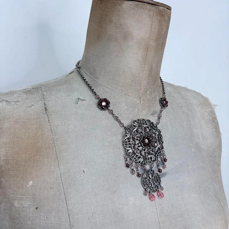 boho draped fairy silver necklace