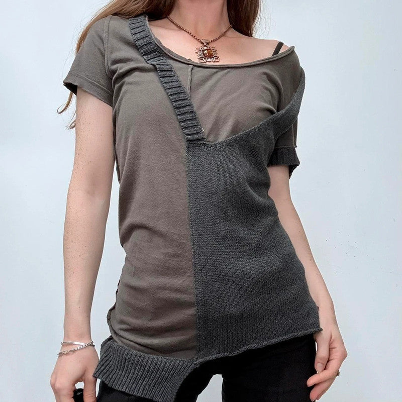 asymmetric ribbed patchwork allsaints top