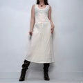 white linen drop waist dress