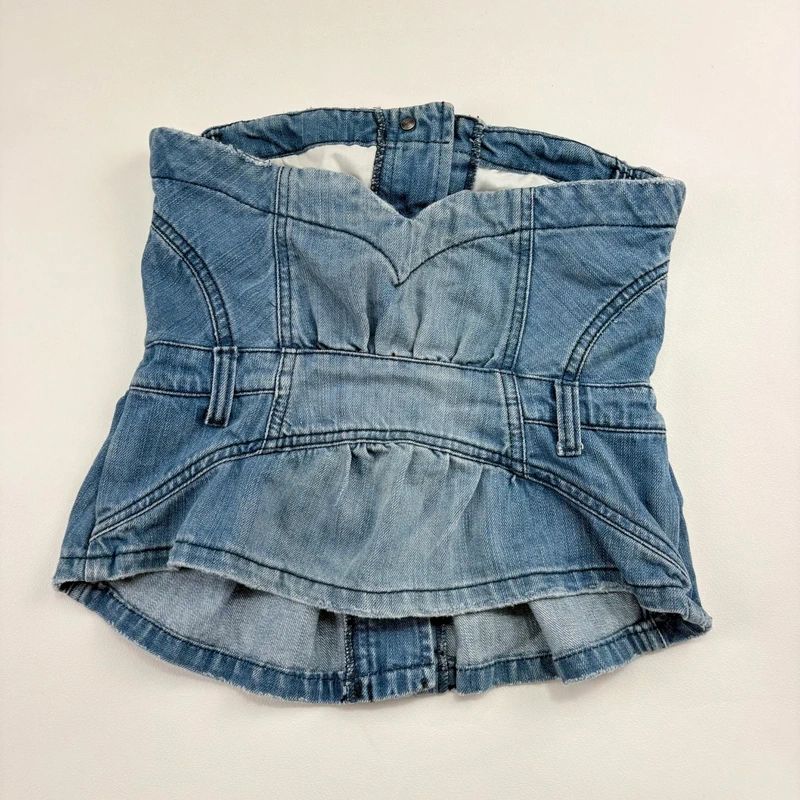 AllSaints stuctured Denim Corset Top