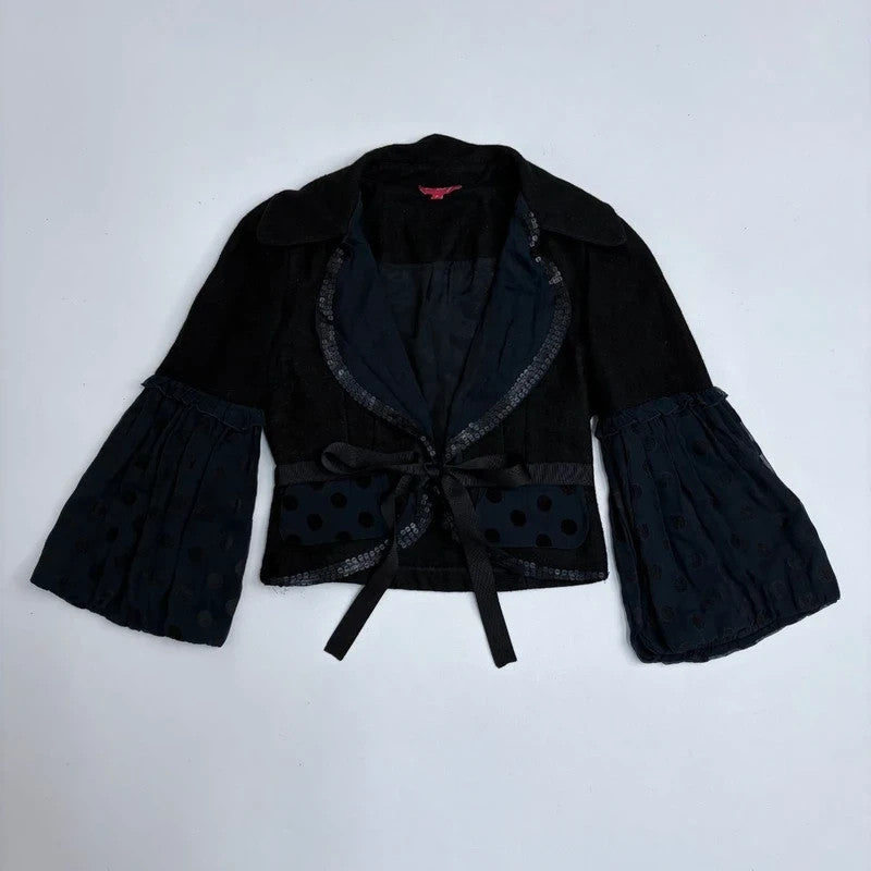 polkadot cropped flared jacket