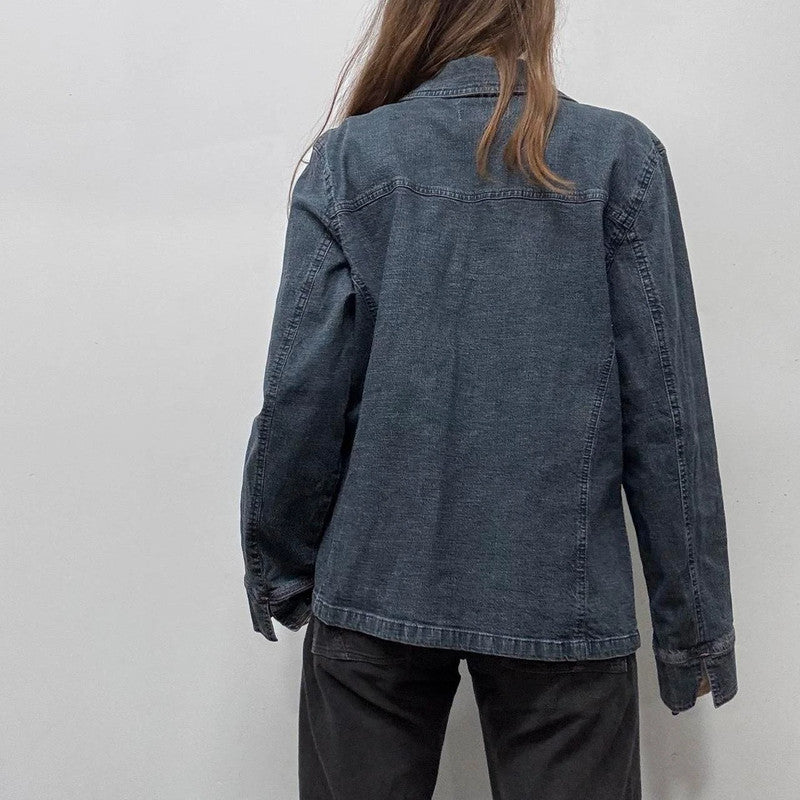 dark denim zip-up boxy jacket