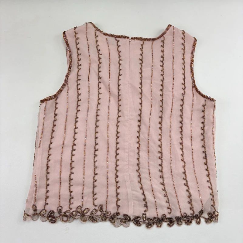 Pink Beaded embellished embroidered Vest top