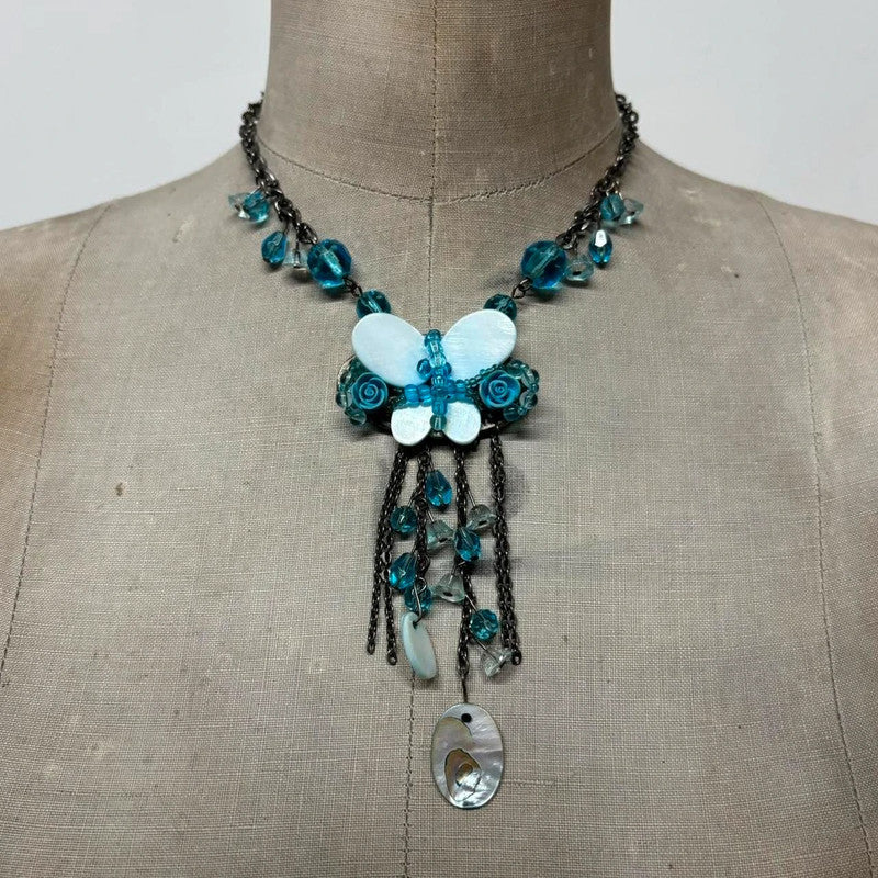 Butterfly fairy gemstone necklace