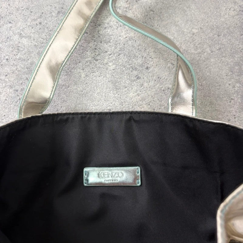 Silver metallic kenzo logo tote bag