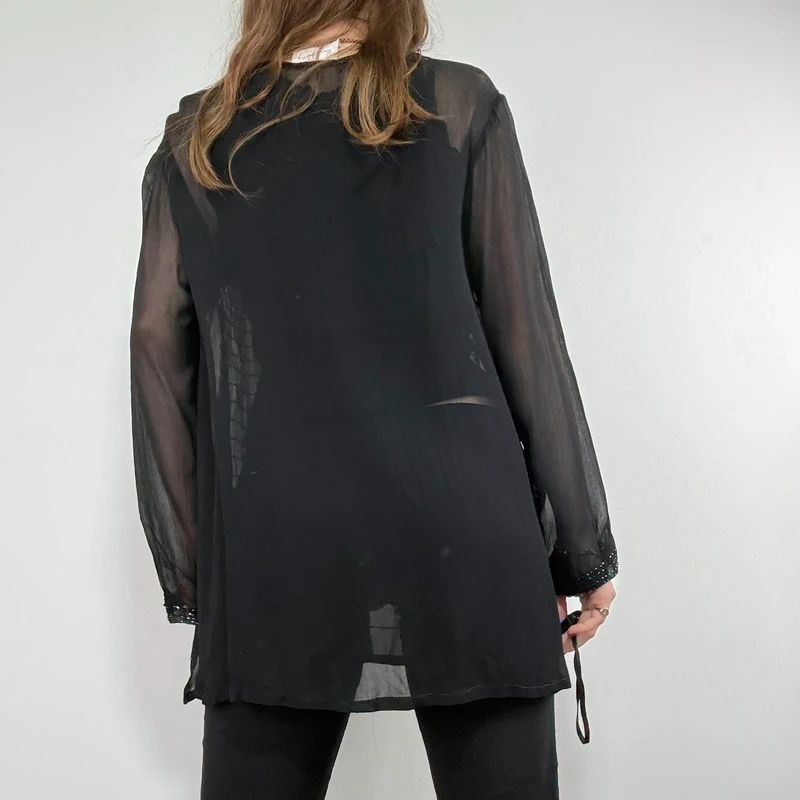 sheer black beaded Rene Derhy shirt