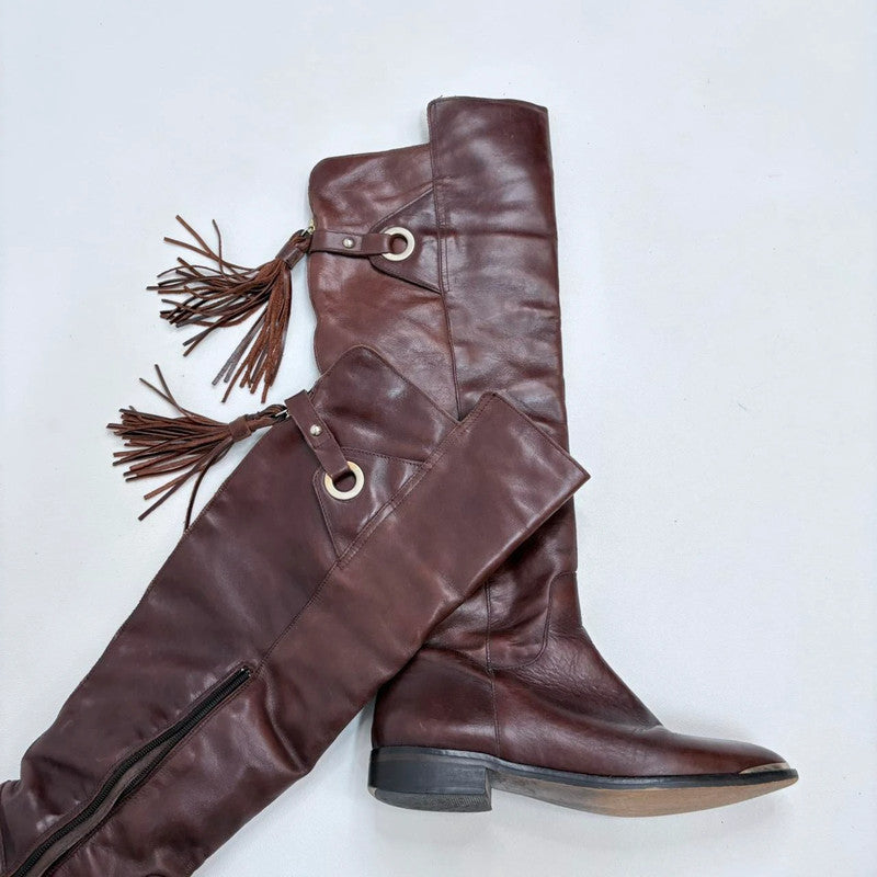 tan leather tassel western boots