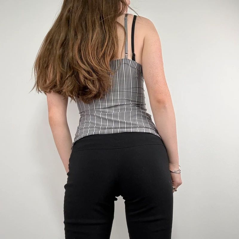 grey pinstripe cami fitted jersey vest top