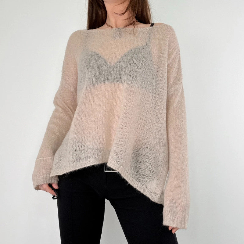 sheer slouchy mohair knit jumper