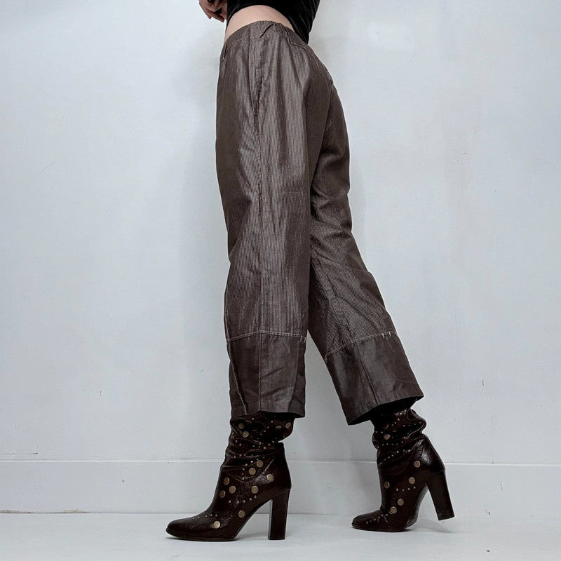 pinstripe brown low rise trousers