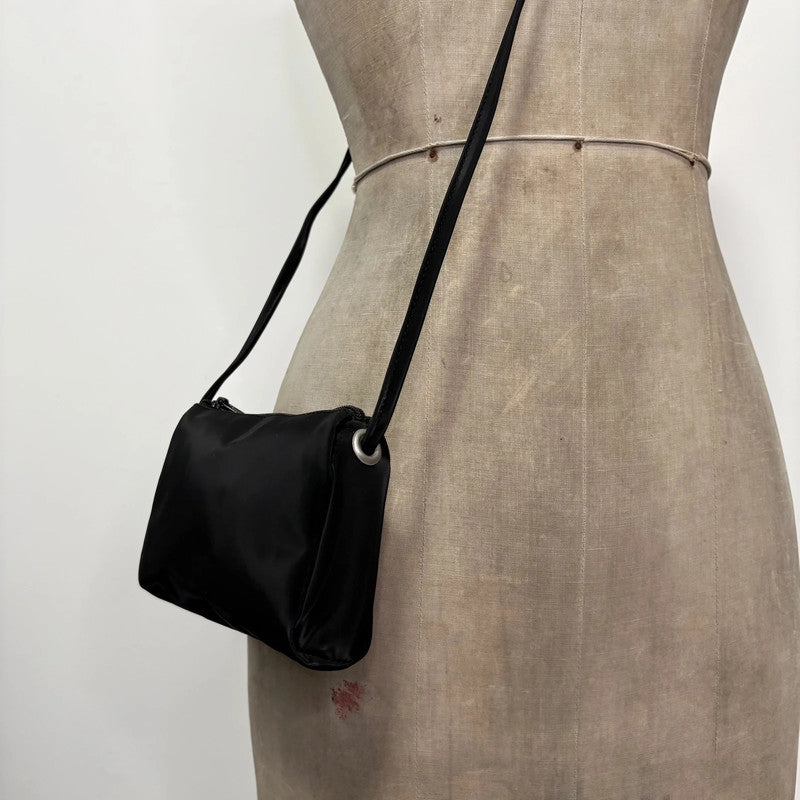 black nylon mini crossbody bag