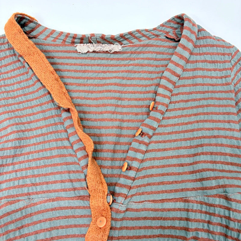 brown pinstripe flared cardigan