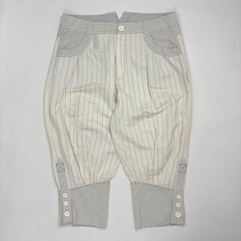 pleated pinstripe cropped cuffed trousers