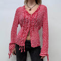 polka dot ruffle blouse