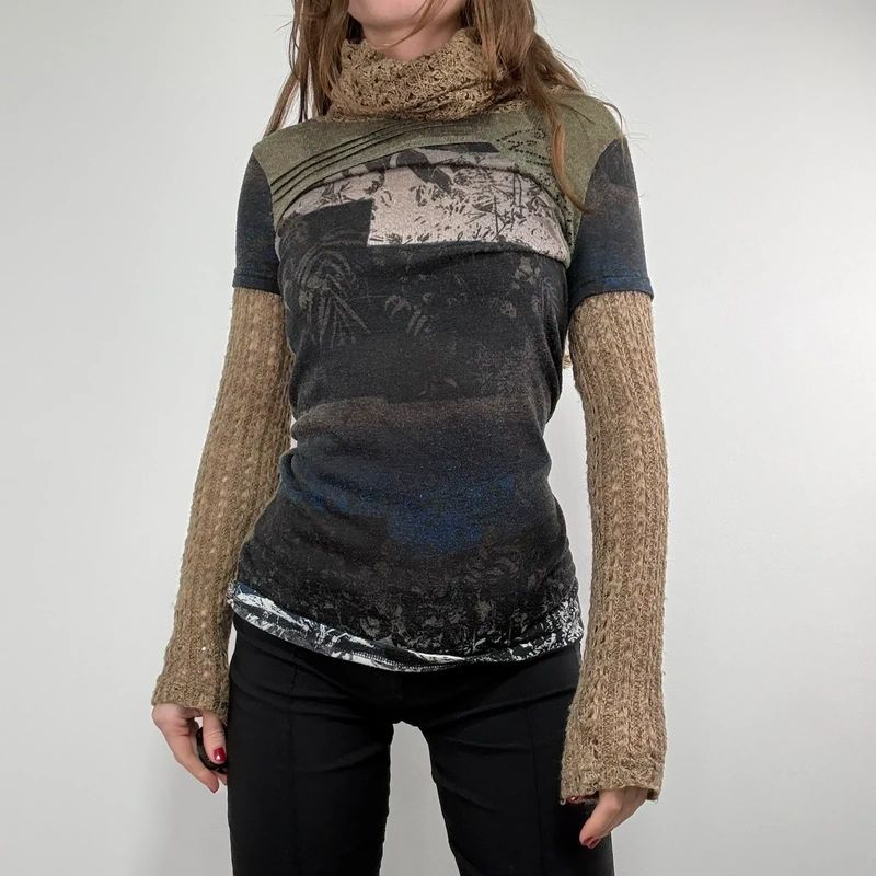 graphic distressed knit jumper