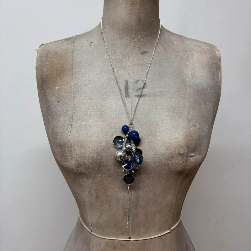 charm necklace silver hanging beads