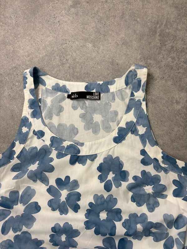 Love moschino blue cotton floral printed flared dress