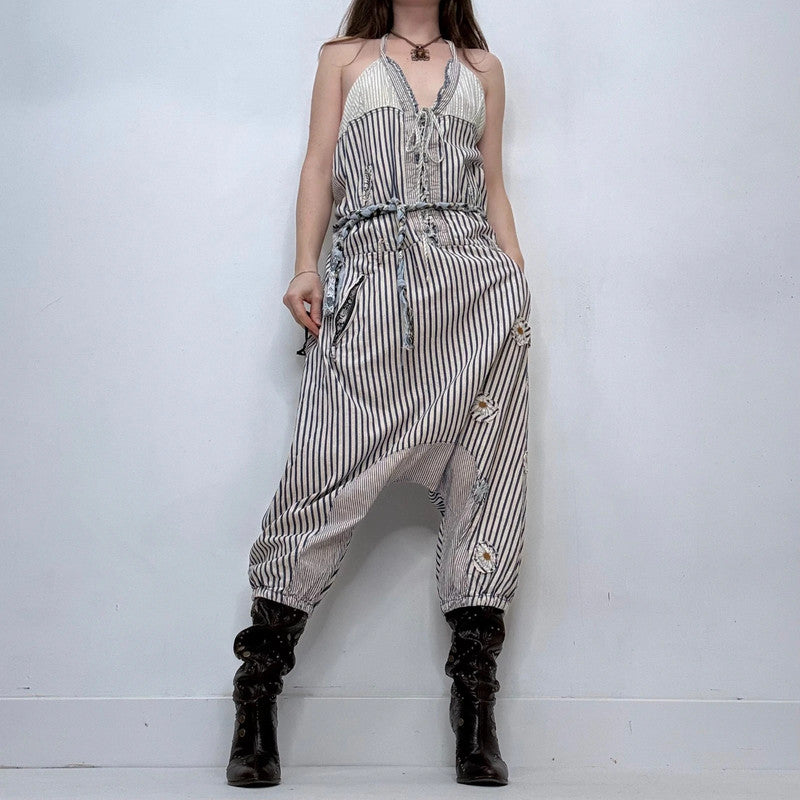 pinstripe batwing slouchy dungarees