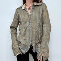 khaki pinstriped flared fairy shirt