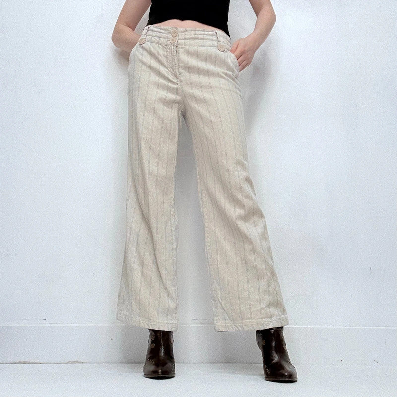 cream striped linen trousers
