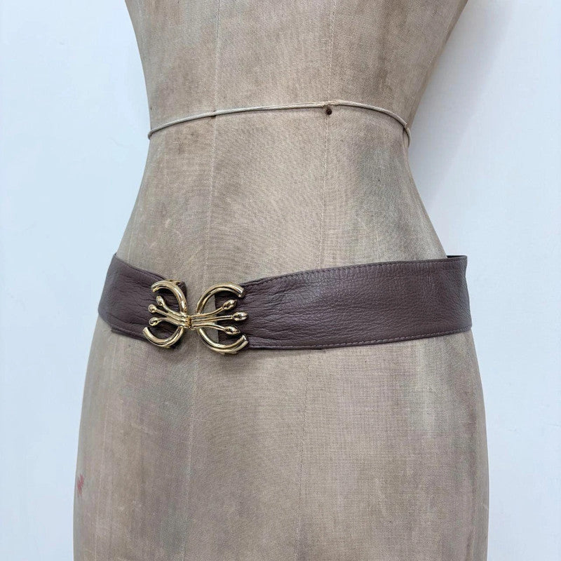 Brown leather buckle belt