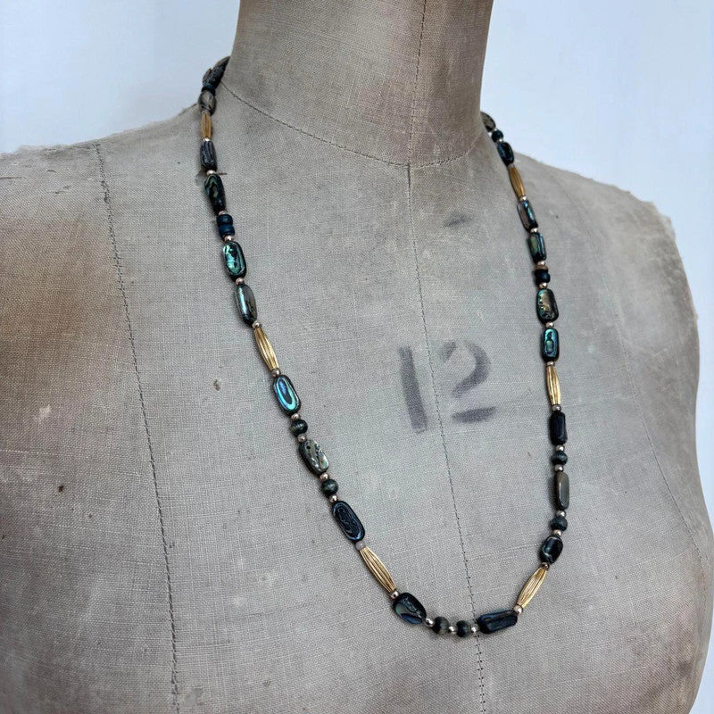 beaded shell boho necklace